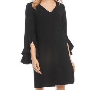 Karen Kane RUFFLE-SLEEVE SHIFT DRESS in black XS